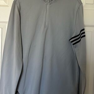 Adidas Gray Quarter-Zip Pullover with Black Stripes